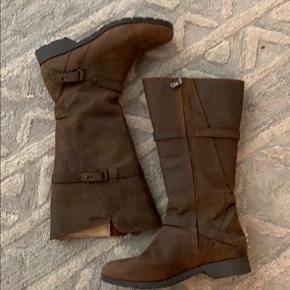 Teva tall vegan leather brown boots